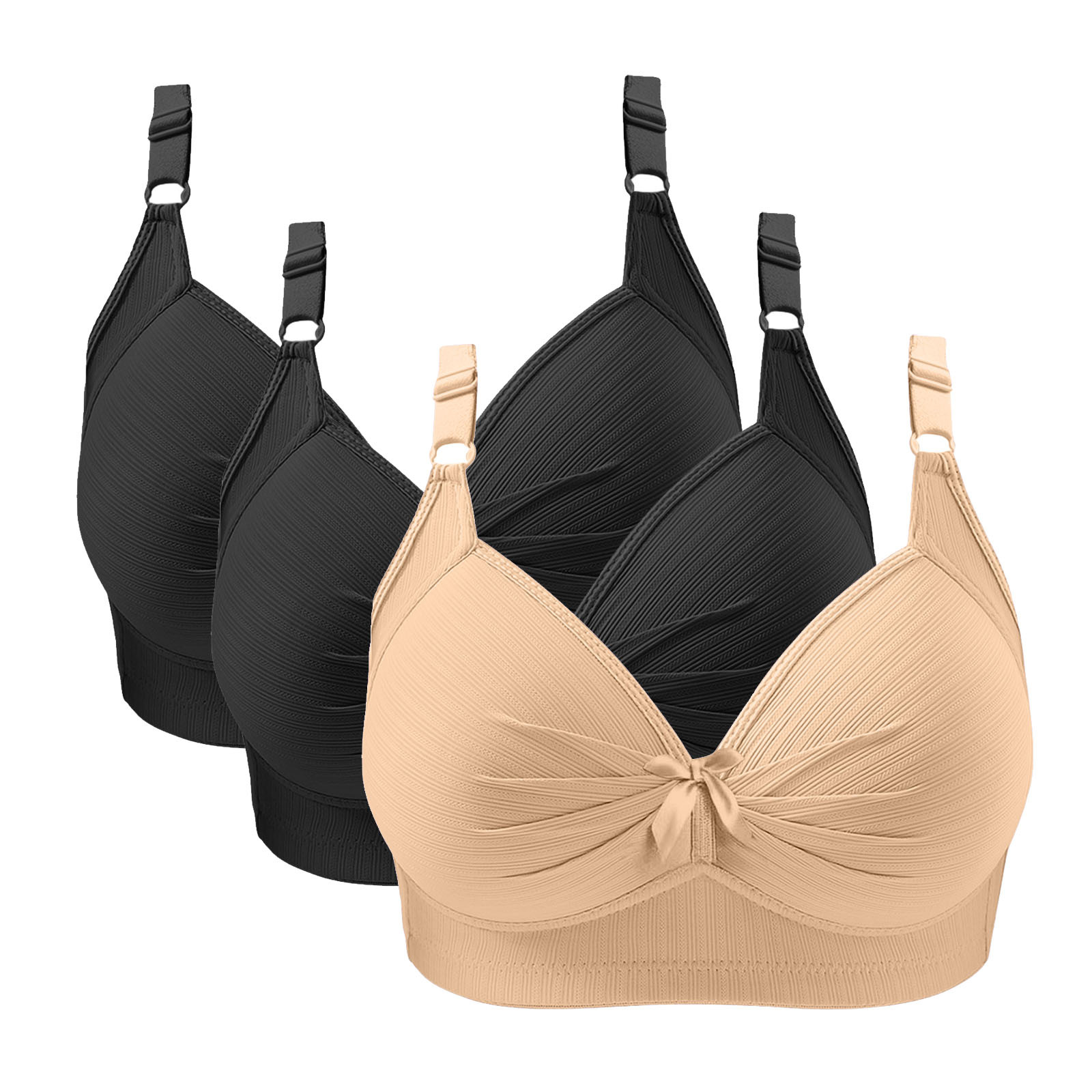HAPIMO Womens 3 Pack Wireless Bras No Underwire Push Up Full Coverage ...