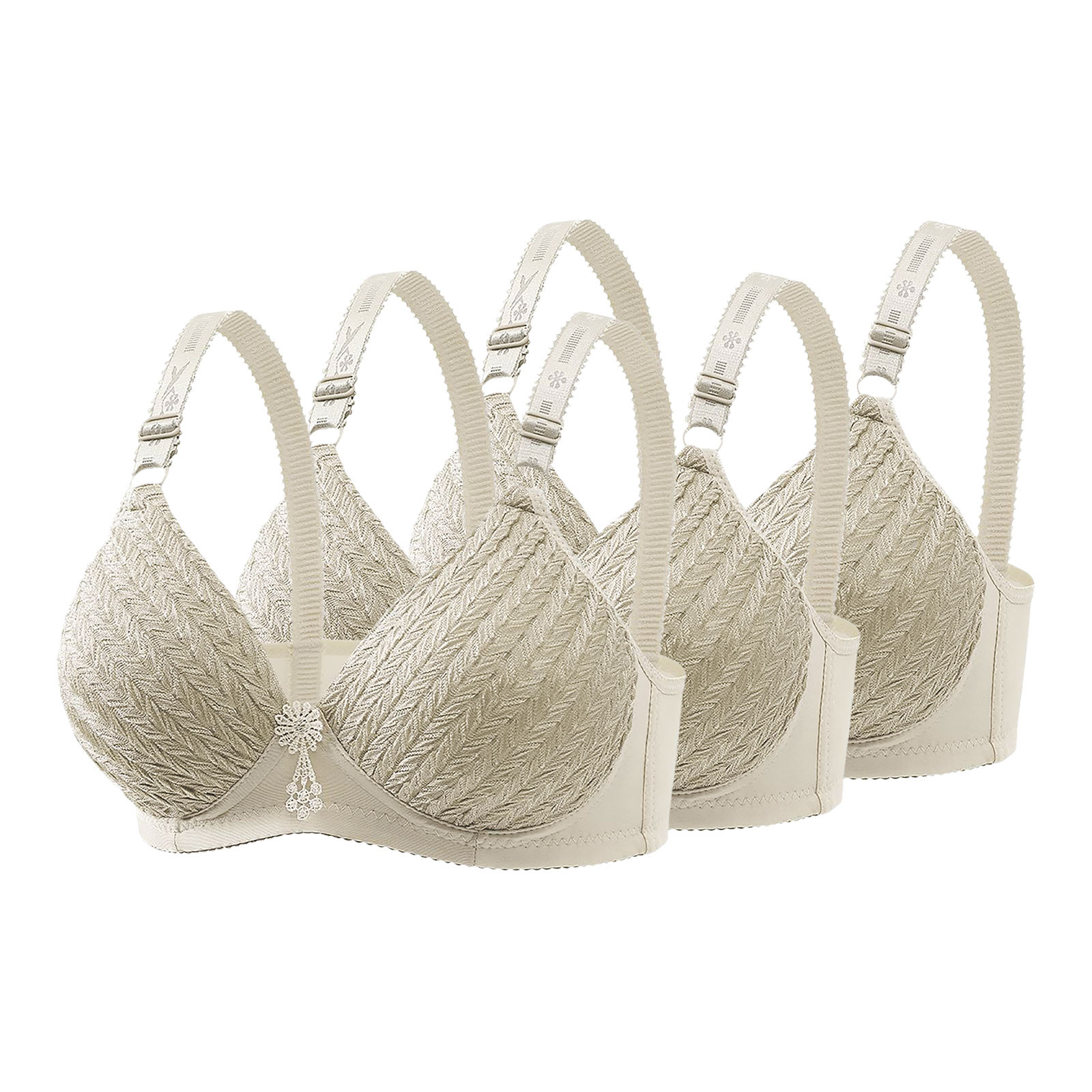 HAPIMO Women's 3 Pack Bra Wireless Rib Knit Bra Soft Seamless Wirefree ...