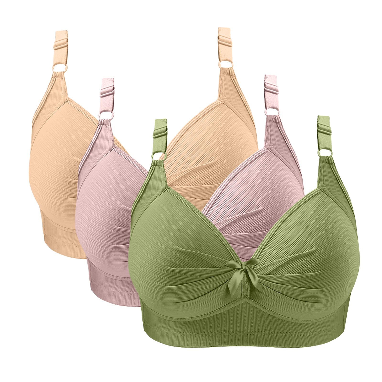 HAPIMO Womens 3 Pack Wireless Bras No Underwire Push Up Full Coverage ...