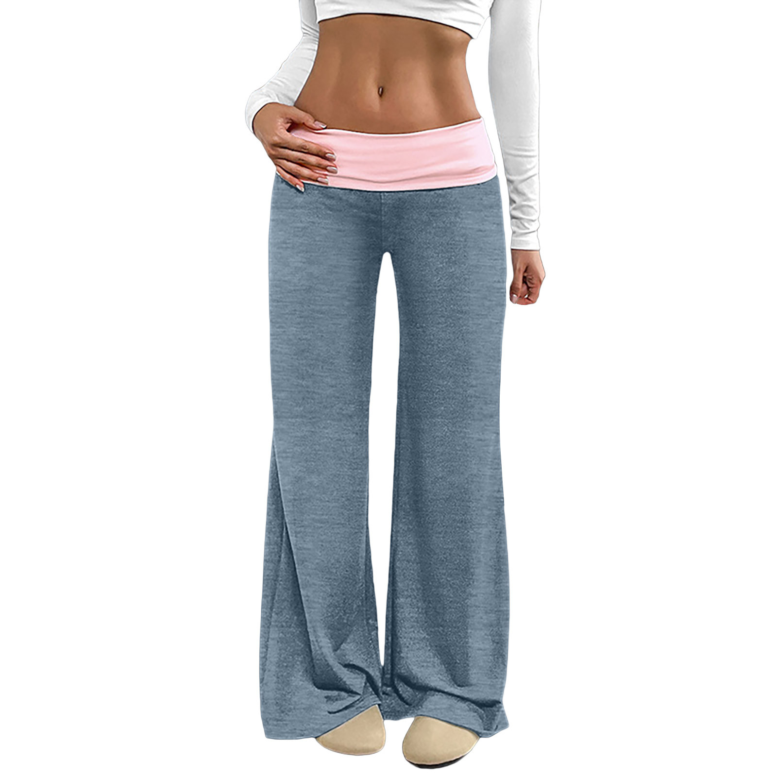 HAPIMO Yoga Pants for Women Fold Over Lounge Pants Baggy Wide Leg Pants
